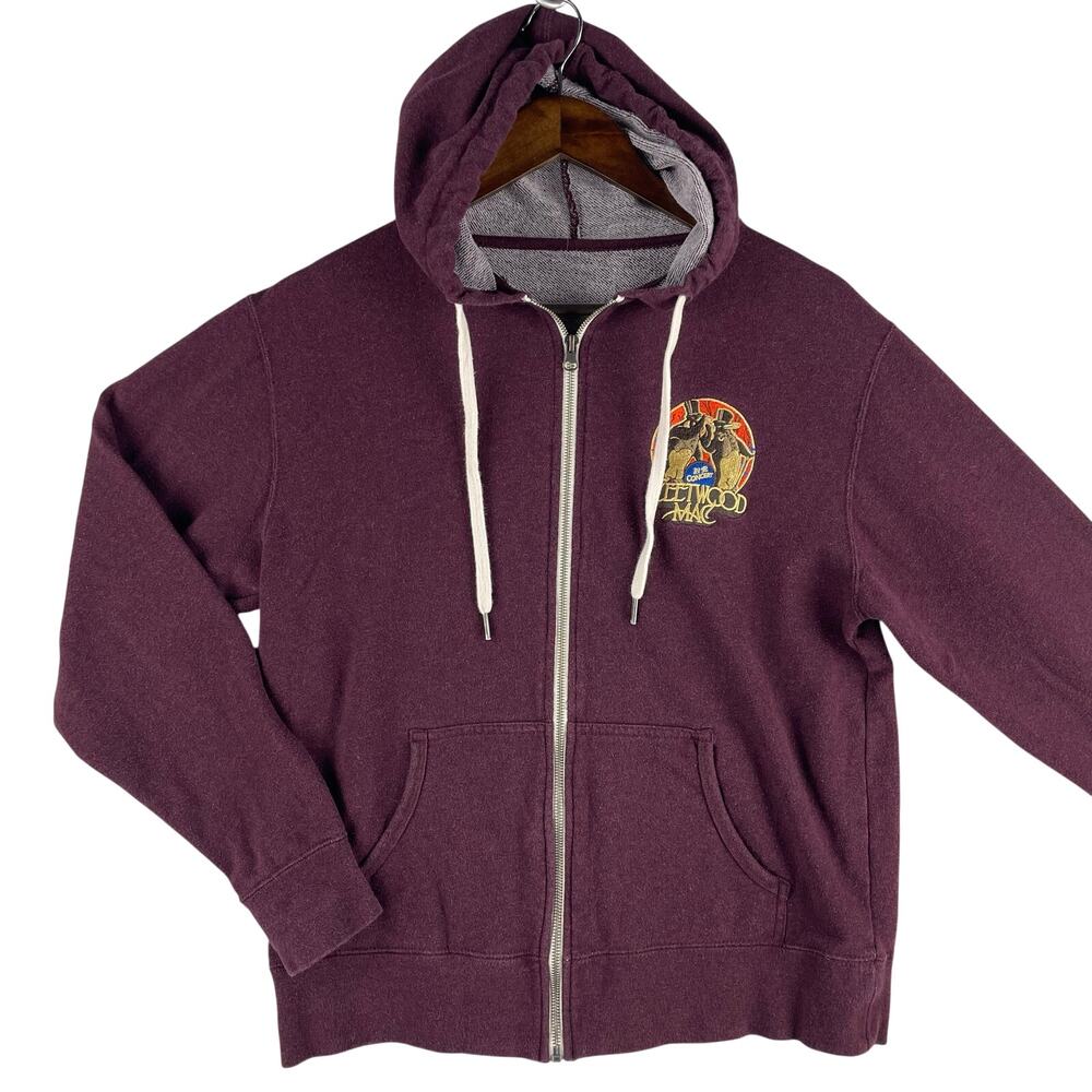 Fleetwood Mac In Concert Penguin Logo Zip Hoodie Burgundy Unisex Med Band Merch